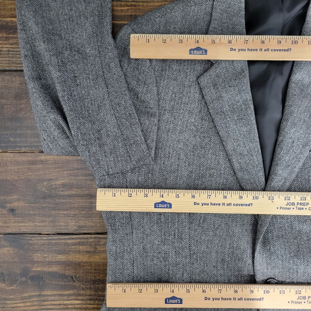Croft Barrow Men's Tweed Sport Coat Blazer Two Button Gray Herringbone Poly 42R - Picture 2 of 14